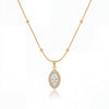 Gold Marquise Leaf CZ Pendant Chain Anti-Tarnish Necklace