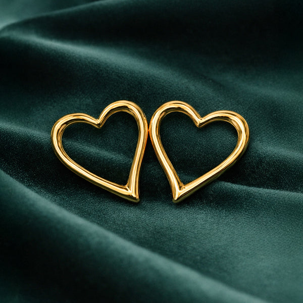 Anti-Tarnish Gold Plated Heart Earrings - 1 Pair