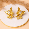 Anti-Tarnish Gold Plated Hanging 2 Butterfly Earrings - 1 Pair