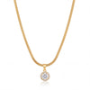 Gold Round Solitaire CZ Pendant Snake Chain Anti-Tarnish Necklace