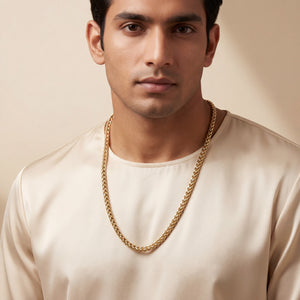 Men's Gold Plated Stainless Steel Classic Rope-Twist Chain