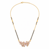 KZ Gold Plated Pink Marquise Flower CZ Mangalsutra for Women Black Bead Chain Floral Cluster Pendant FS