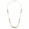 KZ Gold Plated Curved Arc Bar CZ Mangalsutra for Women Black Bead Chain Banana Curve Pendant FS