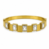 Gold Double Row Diamond Oval Kada for Women | Twin Line Stone Stainless Steel Ladies Bangle | Classic Festive Jewellery