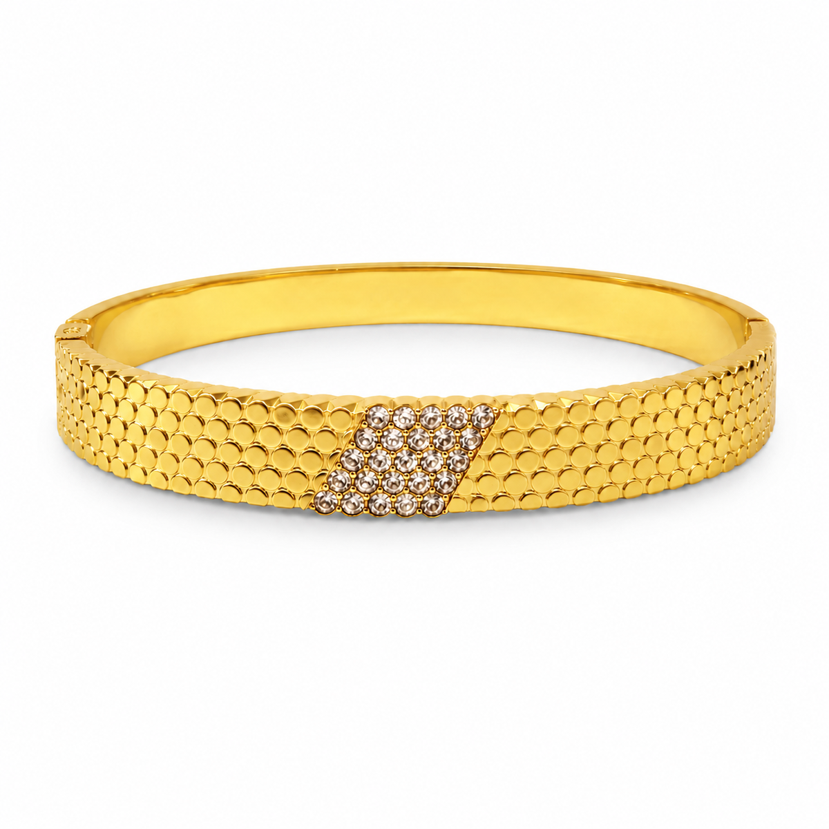 Gold Eternity Diamond All-Around Oval Kada for Women | Full Stone Coverage Stainless Steel Ladies Bangle | Premium Festive Jewellery