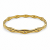 Gold Wavy Ripple Edge Scattered Diamond Oval Kada for Women | Curved Band Stone Stainless Steel Ladies Bangle | Artistic Festive Jewellery