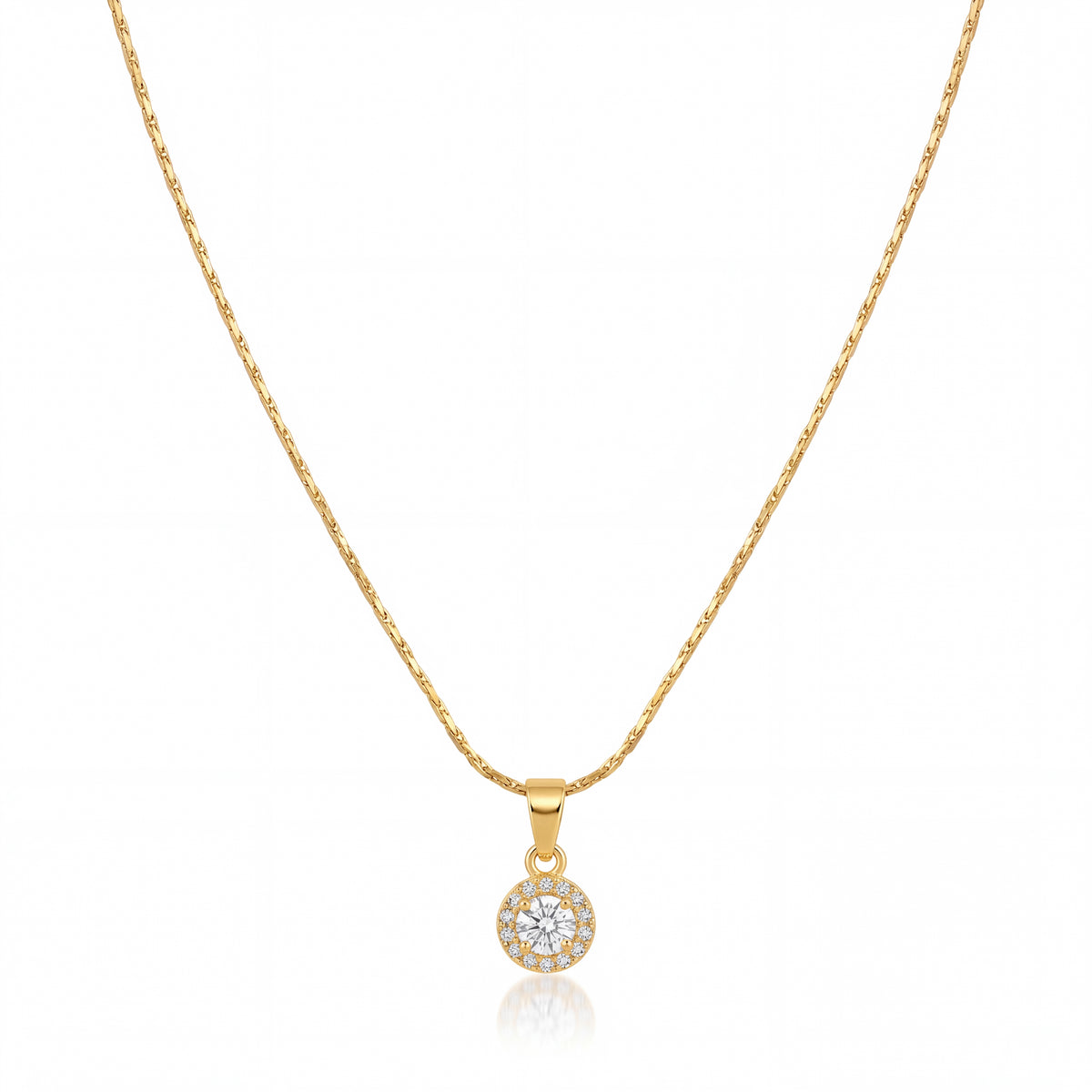 Gold Pear Drop CZ Pendant Chain Anti-Tarnish Necklace