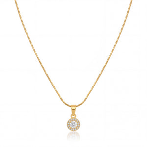 Gold Pear Drop CZ Pendant Chain Anti-Tarnish Necklace