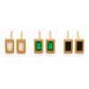 Earrings Crystal, Emerald & Black Onyx Rectangle Halo Drop Stud Earrings Set of 3 Pairs
