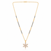 KZ Gold Plated Marquise Starburst CZ Mangalsutra for Women Black Bead Chain Flower Star Pendant FS