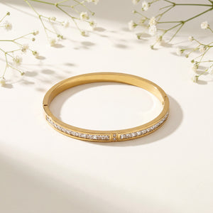 Slim Pave CZ Eternity Baby Kada Bangle | Gold Plated Minimalist Stackable Bracelet for Women