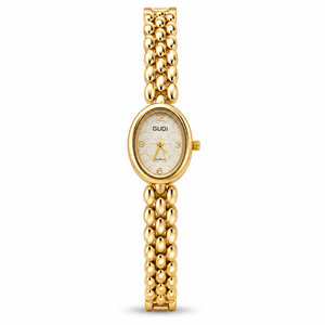 Watches Gold-Tone Oval Dial Double Chain Bracelet Watch for Women