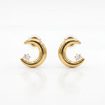 18K Gold Plated Half Moon Crystal Stud Earrings