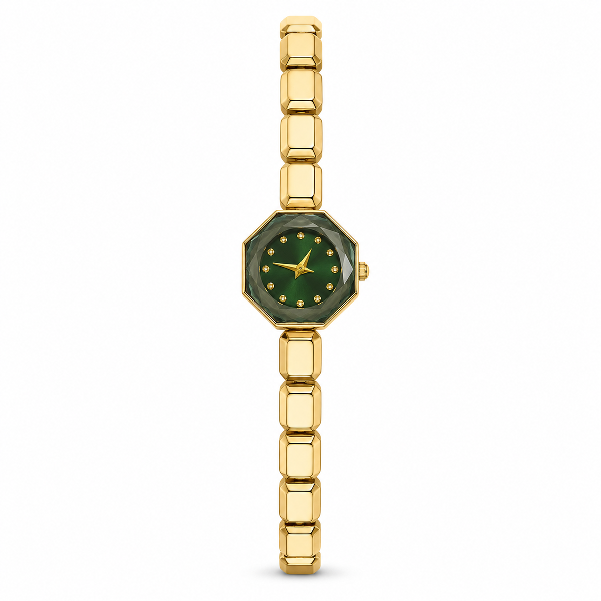 Watches Gold-Tone Octagonal Green Dial Bracelet Watch for Women