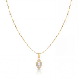 Gold Mini Marquise CZ Drop Pendant Chain Anti-Tarnish Necklace