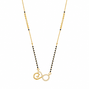 KZ Gold Plated Infinity Heart CZ Mangalsutra for Women Black Bead Chain Infinity Love Pendant FS
