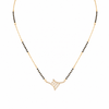 KZ Gold Plated Crown CZ Mangalsutra for Women Black Bead Chain Asymmetric Arrow Pendant FS