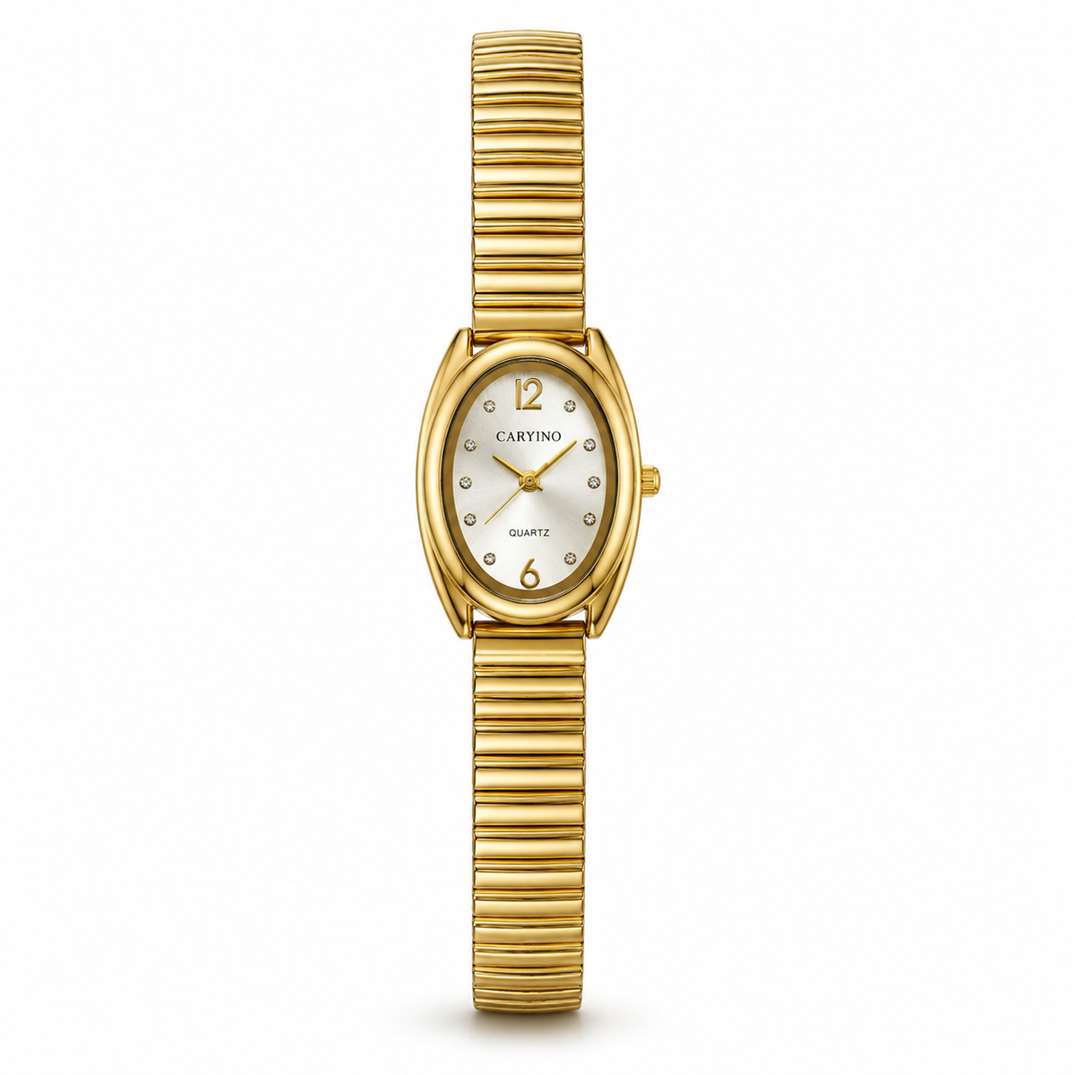 Watches Gold-Tone Oval Dial Classic Stretch Bracelet Watch for Women