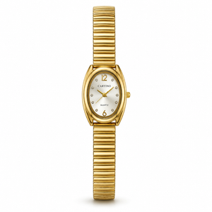Watches Gold-Tone Oval Dial Classic Stretch Bracelet Watch for Women