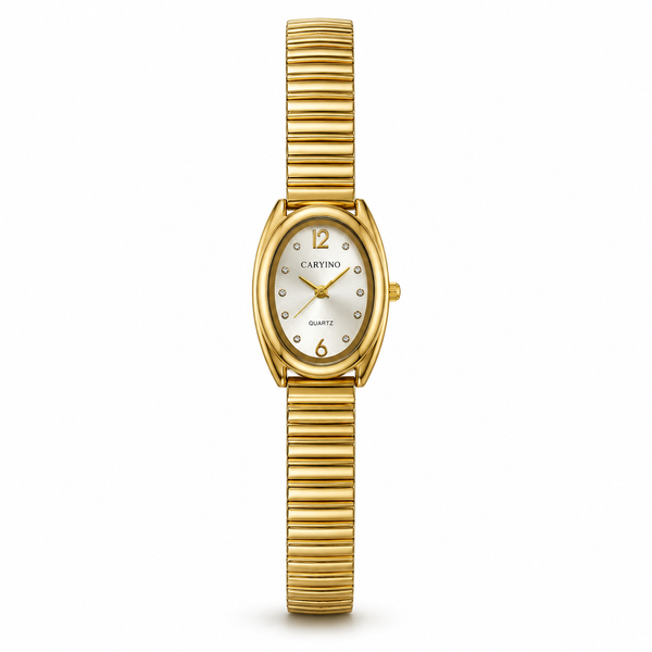 Watches Gold-Tone Oval Dial Classic Stretch Bracelet Watch for Women