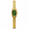 Watches Gold-Tone Oval Green Dial Classic Stretch Bracelet Watch for Women