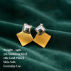 Anti-Tarnish Gold Plated Silver Stud with Gold Square Earrings - 1 Pair