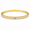 Gold Channel Set Baguette Diamond Row Kada for Women | Center Panel Small Stone Stainless Steel Ladies Bangle | Premium Festive Jewellery