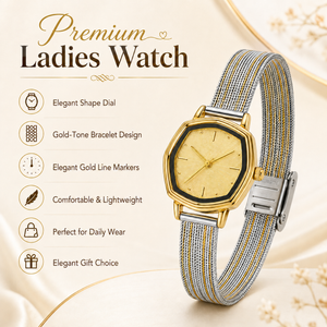 Watches Two-Tone Octagonal Gold Dial Multi Strand Bracelet Watch for Women