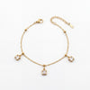 Gold Plated Square White Stone Dangling Charm Delicate Chain Bracelet with Lobster Clasp