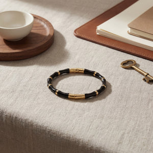 Black & Gold Bamboo Anti-Tarnish Beaded Kada Bracelet for Women