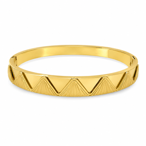 Gold Princess Cut Diamond Panel Oval Kada for Women | Square Stone Cluster Stainless Steel Ladies Bangle | Bold Festive Jewellery