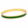 Gold Wavy Green Stone Oval Kada for Women | Twisted Diamond Cut Stainless Steel Ladies Bangle | Festive Party Wear Jewellery