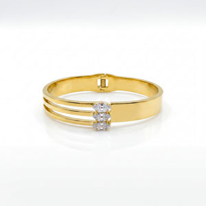 Triple Strand Solitaire CZ Baby Kada Bangle | Gold Plated Multi Band Stackable Bracelet for Women
