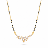 KZ Gold Plated V Shape Marquise CZ Mangalsutra for Women Black Bead Chain Cascading Fan Pendant FS