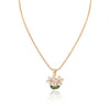Gold Green Leaf Enamel Flower Pendant Chain Anti-Tarnish Necklace