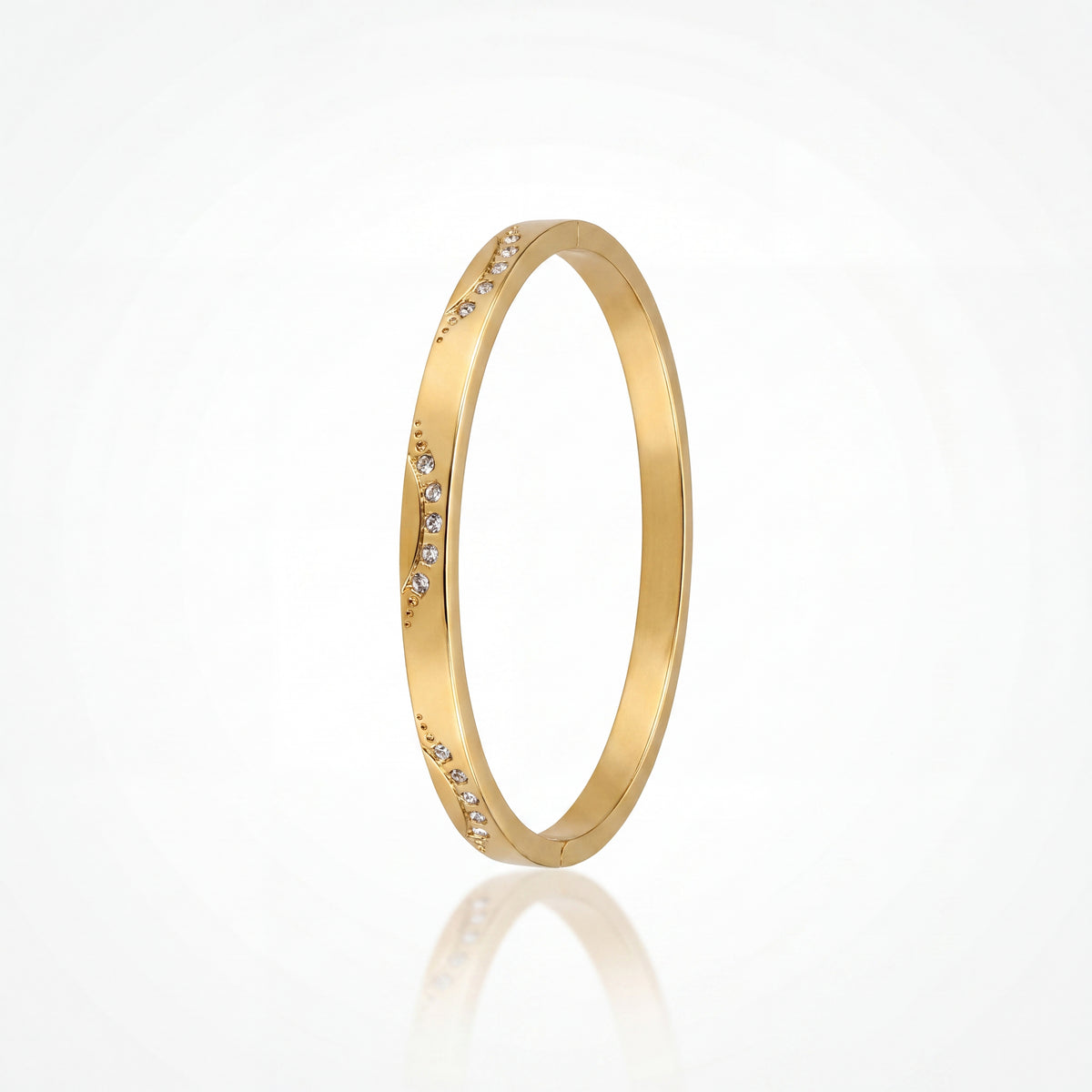 Slim Plain Gold Bezel CZ Baby Kada Bangle | Minimalist Stackable Cuff Bracelet for Women