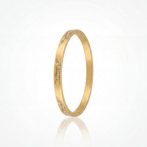 Slim Plain Gold Bezel CZ Baby Kada Bangle | Minimalist Stackable Cuff Bracelet for Women