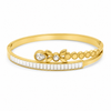 Gold Flush Set Diamond Grain Oval Kada for Women | Smooth Surface Stone Stainless Steel Ladies Bangle | Sleek Design Jewellery