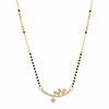KZ Gold Plated Branch Leaf CZ Mangalsutra for Women Black Bead Chain Twig Floral Drop Pendant FS