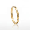 Three Stone Bezel CZ Slim Baby Kada Bangle | Gold Plated Solitaire Trio Bracelet for Women