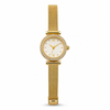 Watches Gold-Tone Round Dial Crystal Studded Bezel Mesh Bracelet Watch for Women