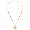 KZ Gold Plated Pave Heart CZ Mangalsutra for Women Black Bead Chain Full CZ Heart Pendant FS