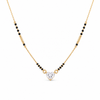KZ Gold Plated Pink Heart Solitaire CZ Mangalsutra for Women Black Bead Chain Love Pendant FS