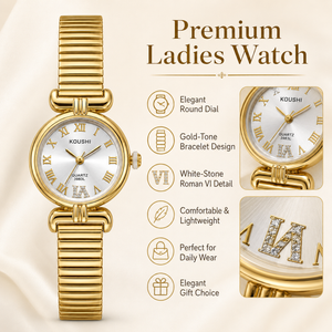 Watches Gold-Tone Round Dial Roman Numeral Bracelet Watch for Women