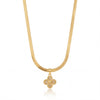 Gold Clover Flower CZ Pendant Snake Chain Anti-Tarnish Necklace