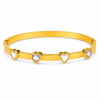 Gold Heart Shape Diamond Oval Kada for Women | Raised Heart Motif Stainless Steel Ladies Bangle | Romantic Festive Jewellery