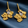 Anti-Tarnish Gold Plated Abstract Floral Crystal White Earrings