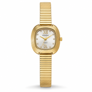 Watches Gold-Tone Cushion Shape Dial Crystal Hour Markers Bracelet Watch for Women