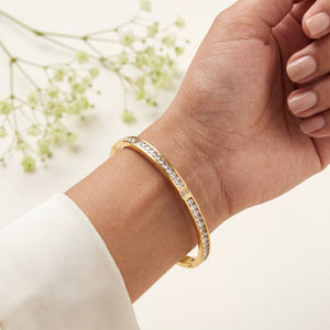 Slim Pave CZ Eternity Baby Kada Bangle | Gold Plated Minimalist Stackable Bracelet for Women
