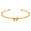 Gold Plain Beaded Twisted Cuff Kada for Women | Ball End Open Bangle | Classic Daily Wear Wrist Jewellery